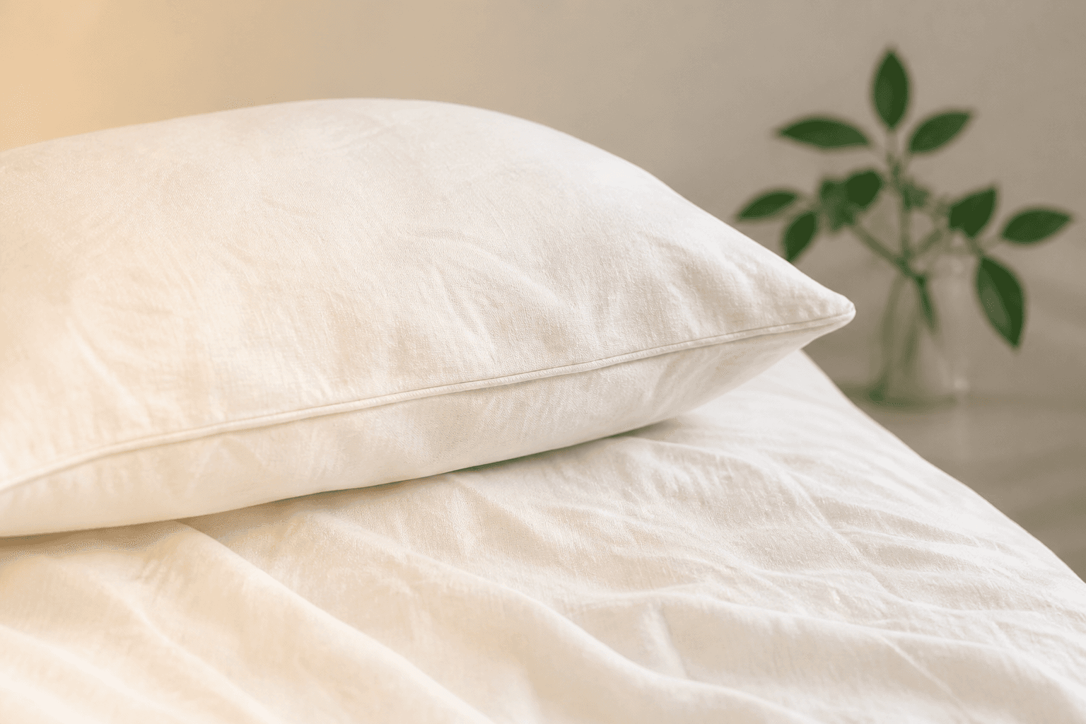 Layered ivory pillows in soft daylight